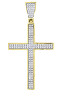 925 Sterling Silver Yellow-tone Unisex CZ Cross Religious Charm Pendant