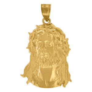 10kt Yellow Gold Unisex Jesus Face Religious Charm Pendant