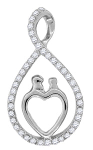 925 Sterling Silver Womens Cubic Zirconia Heart Charm Pendant
