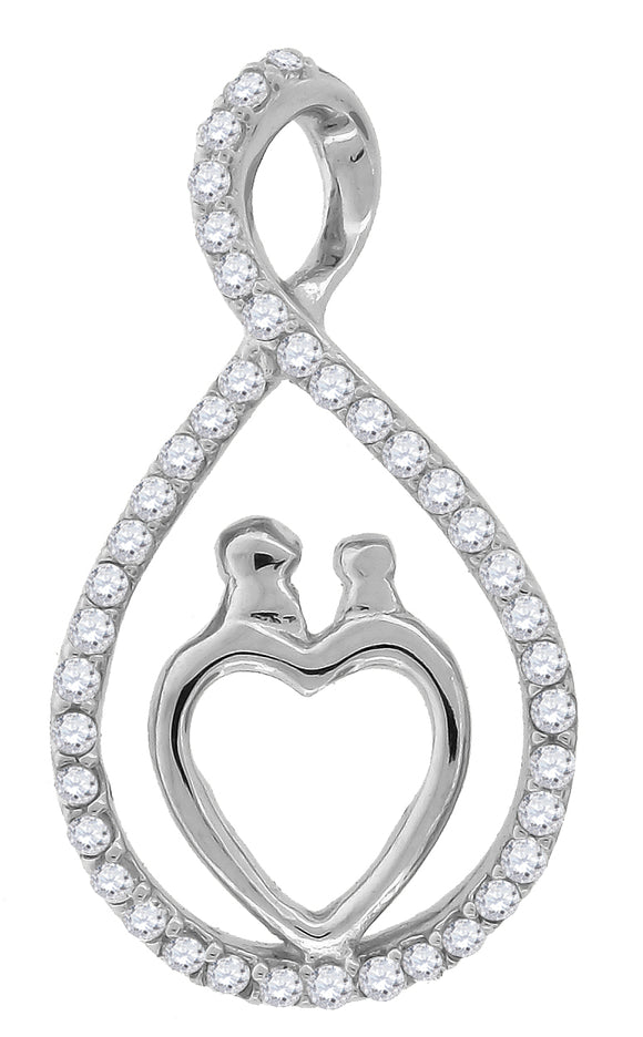 925 Sterling Silver Womens Cubic Zirconia Heart Charm Pendant