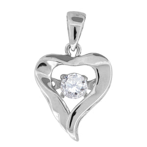 925 Sterling Silver Womens Sparkling CZ Heart Charm Pendant