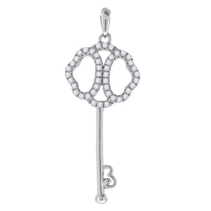 925 Sterling Silver Womens CZ Key Charm Pendant
