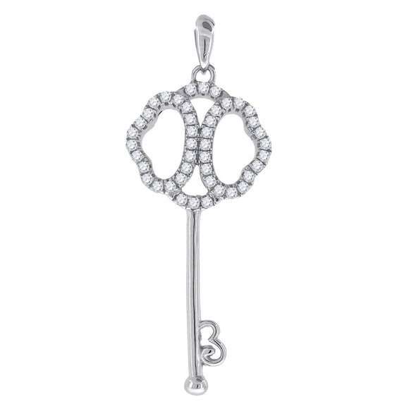 925 Sterling Silver Womens CZ Key Charm Pendant