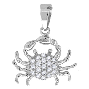 925 Sterling Silver Mens Cubic Zirconia Animal Crab Charm Pendant