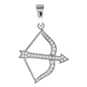 925 Sterling Silver Mens Cubic Zirconia Archery Sports Charm Pendant