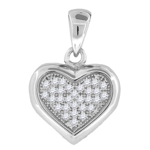 925 Sterling Silver Womens Cubic Zirconia Heart Charm Pendant