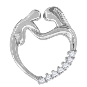925 Sterling Silver Womens Cubic Zirconia Mom Child Charm Pendant