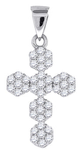 925 Sterling Silver Mens Cubic Zirconia Cross Religious Charm Pendant