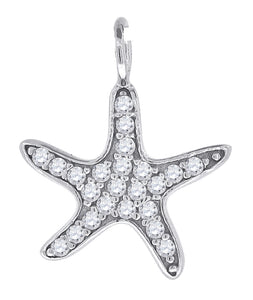 925 Sterling Silver Unisex Cubic Zirconia Star Fish Charm Pendant