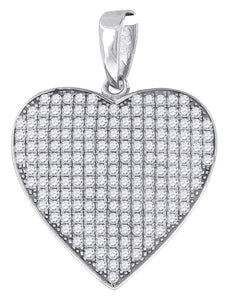 925 Sterling Silver Womens Cubic Zirconia Heart Charm Pendant
