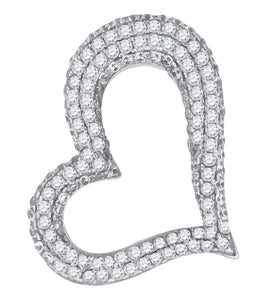 925 Sterling Silver Womens Cubic Zirconia Heart Charm Pendant