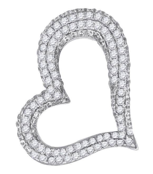 925 Sterling Silver Womens Cubic Zirconia Heart Charm Pendant