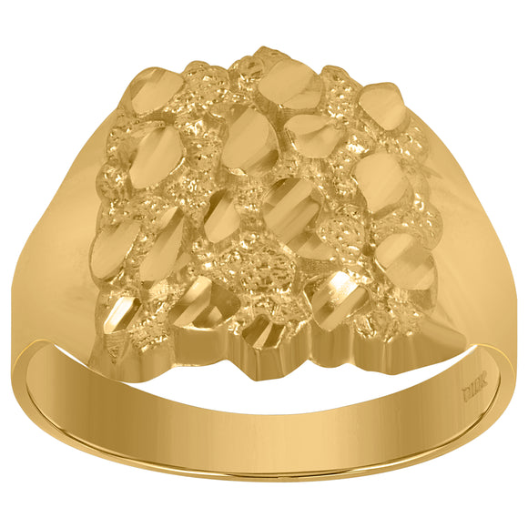 10kt Yellow Gold Mens Nugget DC Textured Band Ring