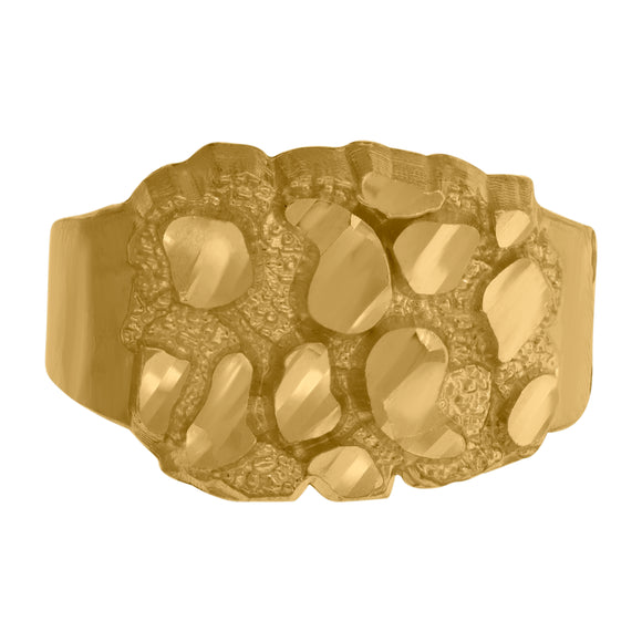 10kt Yellow Gold Mens Nugget DC Textured Band Ring