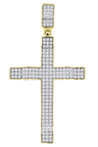 925 Sterling Silver Yellow-tone Unisex CZ Cross Religious Charm Pendant