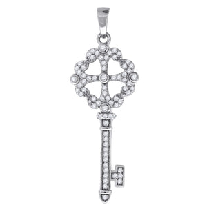 925 Sterling Silver Womens CZ Key Charm Pendant