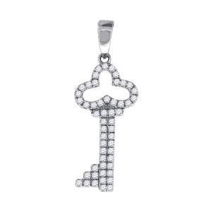925 Sterling Silver Womens CZ Key Charm Pendant