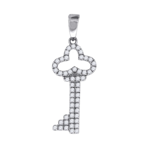 925 Sterling Silver Womens CZ Key Charm Pendant