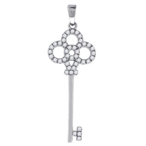 925 Sterling Silver Womens CZ Key Charm Pendant