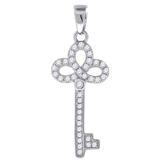 925 Sterling Silver Womens CZ Key Charm Pendant