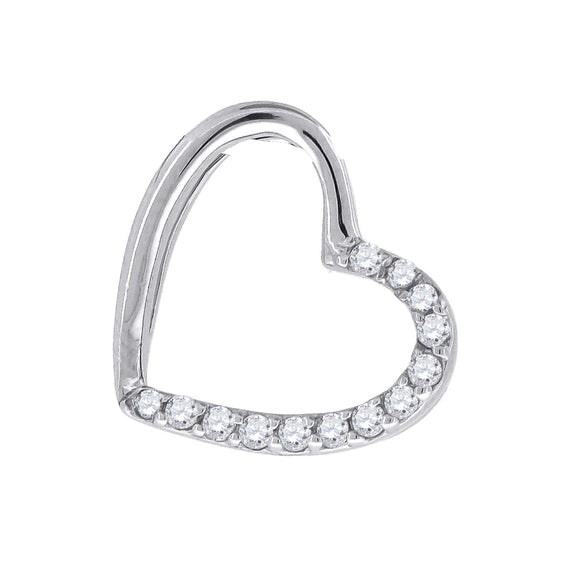 925 Sterling Silver Womens CZ Heart Slide Pendant