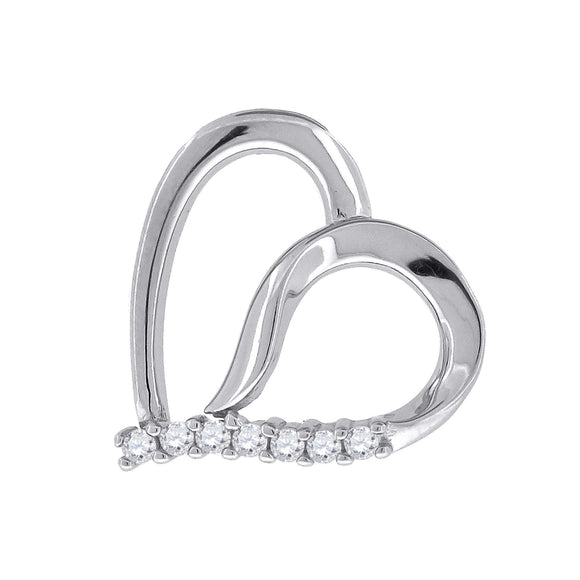 925 Sterling Silver Womens CZ Heart Slide Pendant