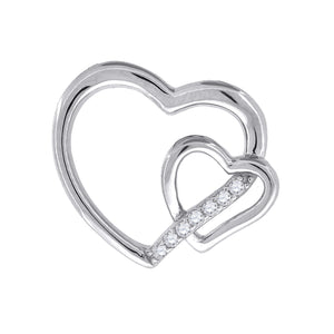 925 Sterling Silver Womens CZ Heart Slide Pendant