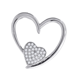 925 Sterling Silver Womens CZ Heart Slide Pendant