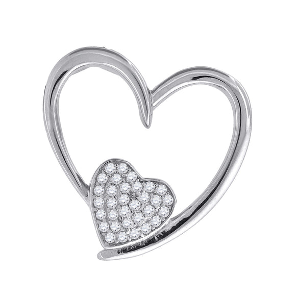 925 Sterling Silver Womens CZ Heart Slide Pendant