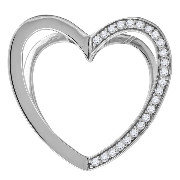 925 Sterling Silver Womens CZ Heart Slide Pendant