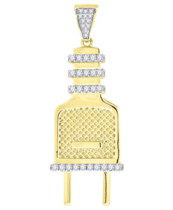 925 Sterling Silver Yellow-tone Mens Cubic Zirconia Tools Plug Charm Pendant