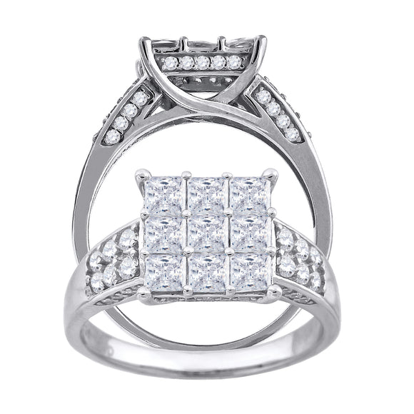 925 Sterling Silver Womens Princess Cut Cubic Zirconia Square Head Engagement Ring Size 7