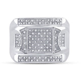 Sterling Silver Mens Round Diamond Square Cluster Ring 1/4 Cttw