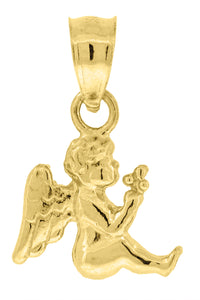 10kt Yellow Gold Womens Angel Ht:14.7mm x W:10.3mm Religious Charm Pendant