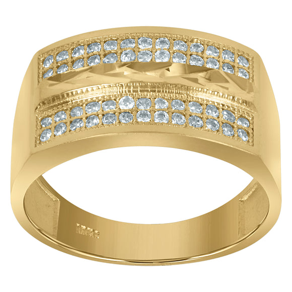 10kt Two-tone Gold Mens Cubic Zirconia DC Wedding Band Ring