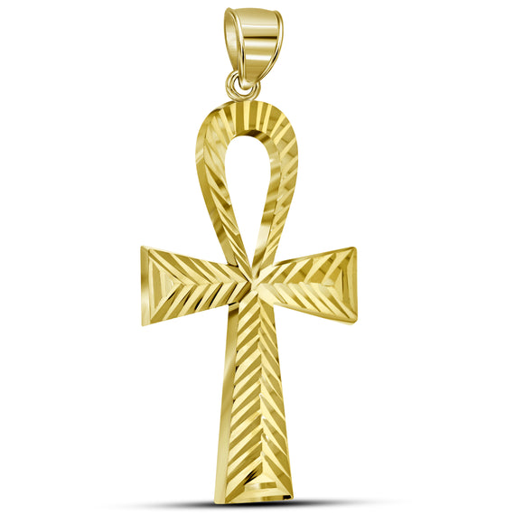 10KT Yellow Gold Mens Ankh Cross Egyptian Religious Charm Pendant