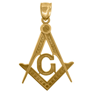 10KT Yellow Gold Mens Masonic Freemasonry Occupation Charm Pendant