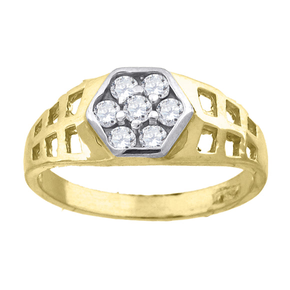 10kt Two-tone Gold Womens Round Cubic Zirconia Engagement Ring 