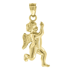 10kt Yellow Gold Unisex Angel Ht:25.5mm x W:10mm Religious Charm Pendant