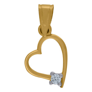 10kt Two-tone Gold Womens Cubic Zirconia Cubic-zirconia Love Heart Charm Pendant