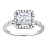 925 Sterling Silver Womens Princess Cut Cubic Zirconia Square Head Engagement Ring Size 6
