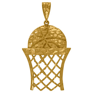 10kt Yellow Gold Mens Diamond-cut Textured Nugget Basketball Sport Charm Pendant