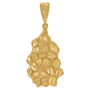 10kt Yellow Gold Diamond-cut Mens Ht:54.7mm x W:24.1mm Nugget Charm Pendant