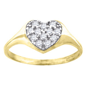 10kt Gold Womens Two-tone CZ Heart Band Ring