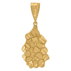 10kt Yellow Gold Mens Women Nugget Textured Charm Pendant