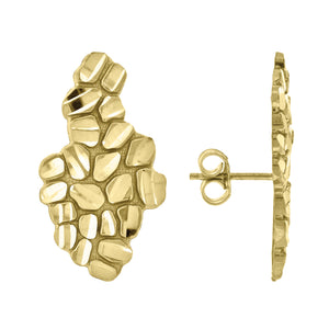 10kt Yellow Gold Mens CZ Cubic Zirconia Nugget Stud Earrings