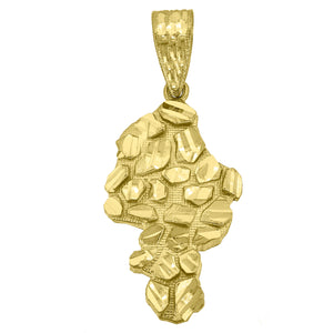 10kt Yellow Gold Mens Women Nugget Textured Charm Pendant