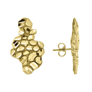 10kt Yellow Gold DC Nugget Mens 14.9mm x 24.4mm Push Back Studs