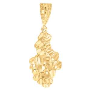 10kt Yellow Gold Diamond-cut Mens Ht:31mm x W:13.8mm Nugget Charm Pendant