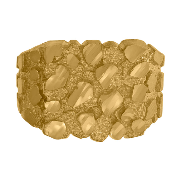 10kt Yellow Gold Mens DC Textured Nugget Ring